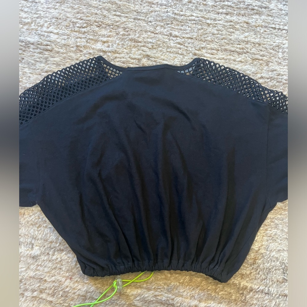 Black Mesh Crop Top - Picture 6 of 8